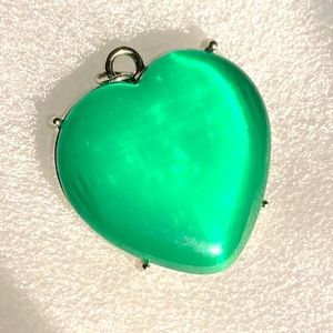 Big green stone silver pendant